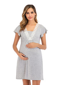 Encaje Patchwork multifuncional madre <span class=keywords><strong>lactancia</strong></span> embarazada elástico comodidad algodón vestido de maternidad para mujeres - Product Image 6
