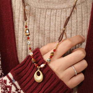 Nuevo Collar de Moda <span class=keywords><strong>2026</strong></span> con Colgante de Piedra Natural de Ágata Roja con Diseño de Ojo de Tigre, Collares con Cordón de Cuero para Mujer - Product Image 2