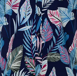 Nieuwe Fashion Design Heldere Kleurrijke Tropische Bloemen Zomer Plain Gedrukt Korte Mouw Mannen Hawaiian Strand Shirts