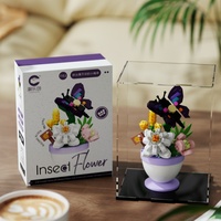 Jouets de construction en blocs de fleurs, 242 pièces, plastique ABS, modèle d'assemblage DIY avec couvercle anti-poussière, décoration de bureau pour enfants et adultes