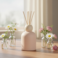Diffuseur en bambou 200 ml, bouteille en verre à surface plane pour sérigraphie, chauffage par compression, fenêtre d'arrivée gris, modèle C-89