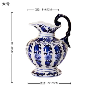 Ensemble de carafes et vases en porcelaine bleue et blanche, motif floral, carafe en céramique chinoise traditionnelle pour la décoration de la <span class=keywords><strong>maison</strong></span> et l'arrangement floral - Product Image 6
