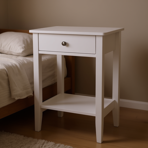 Table de chevet blanche avec tiroir de la collection YS, table de chevet moderne, meubles de chambre à coucher - Product Image 2