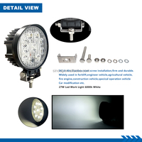 Projecteur de travail LED 27W IP67, phare de chariot élévateur, éclairage latéral, faisceau spot/diffuse, DC10-80V, éclairage extérieur pour camion et tracteur, vente en gros usine