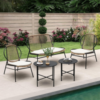 Ensemble de conversation en rotin PE résistant aux intempéries, canapé et chaises en osier avec table basse pour jardin, patio, bord de piscine