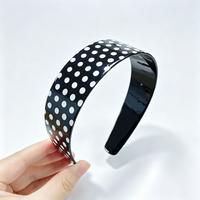Serre-tête large à pois, style américain, accessoires pour cheveux, rayures noires et blanches, mode française, en acétate, fait main, écologique