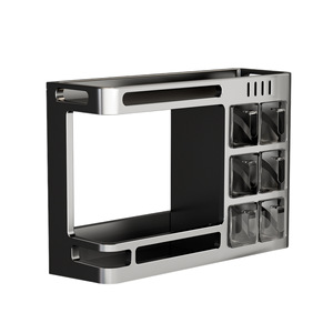 Étagère à épices murale Jingpeng à 2 niveaux en acier carbone, sans perçage, pour organiser les condiments (huile, sel, soja) - Product Image 5