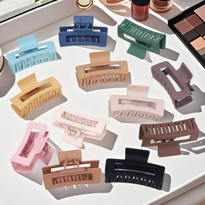 กิ๊บหนีบผมพลาสติกทรงสี่เหลี่ยมขนาดกลาง 8.5 ซม. แบบด้าน สีเมทัลลิก สไตล์ยุโรป แข็งแรง ไม่ลื่น สำหรับผู้หญิง ผมหนา ใช้ในงานปาร์ตี้ - Product Image 1
