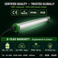 Lampu LED IP69K IK08 T16 160lm/W Efisiensi Tinggi 5000K Cahaya Siang Ra80 CRI Pencahayaan Peternakan Sapi Tahan Amonia Paduan Aluminium+PC