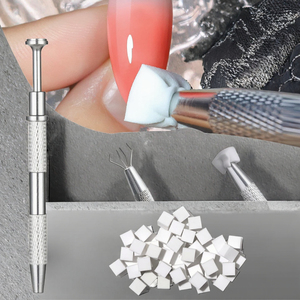 100pcs Disposable Nail Art <b>Sponge</b> Gripper Gradient Manicure Tool with Metal <b>Handle</b> - Product Image 3
