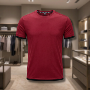Men's Red Crew Neck Short Sleeve Moisture Wicking <b>Polyester</b> <b>T</b>-<b>Shirt</b> Regular Fit Solid Color All Seasons Sport <b>Shirt</b> - Product Image 1