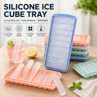 Moule à glaçons longs en silicone avec couvercle, 10 cavités, pour bâtonnets de glace, qualité alimentaire, sans BPA, facile à démouler, pour bouteille d'eau et whisky