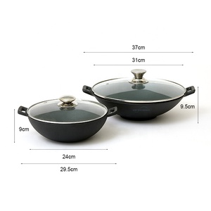 Poêle Wok en Fonte Pré-Culottée Robuste avec Couvercle en Verre, Écologique, Capacité 3,4 L, pour Cuisinières à Gaz et à Induction - Product Image 2