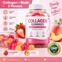 Gummies de Collagène Hydrolysé Peptides de Collagène Biotine Vitamine C Complément Cheveux Peau Ongles 2 Saveurs Variées Marque Privée Vente en Gros