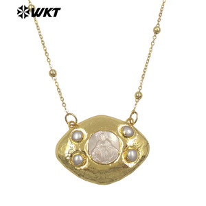 WT-JN391 Collier <span class=keywords><strong>de</strong></span> haute qualité avec chaîne fine à perles et pendentif religieux Sainte <span class=keywords><strong>Marie</strong></span> plaqué or pour femme, bijoux <span class=keywords><strong>de</strong></span> mode - Product Image 4