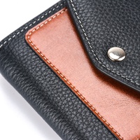 Dompet Pria MEYSHE Kulit Asli Berkualitas Tinggi Harga Pabrik Custom, 3 Lipat, RFID Blocking, dengan Tombol