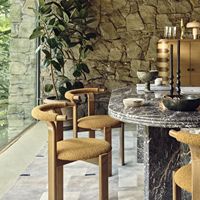 Table à manger ovale en marbre FERLY avec chaises de salle à manger en tissu confortables, ensemble de meubles de cuisine de luxe pour la maison
