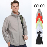 Veste de protection solaire UPF 50+ pour hommes et femmes, 100% nylon, légère, à capuche, zippée, coupe-vent, pour la pêche, la course à pied, les activités de plein air