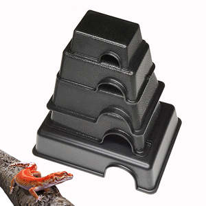 S M L XL XXL Animal pequeño escondite reptil escondite caja de plástico serpiente Gecko plástico negro reptil Gecko escondite cueva - Product Image 1