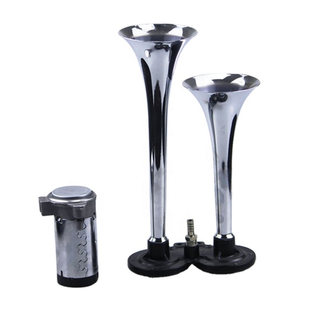 12V 135DB Dual Trumpet Super-Loud Train Horn 2-Way Waterproof Aluminum Universal Air Horn