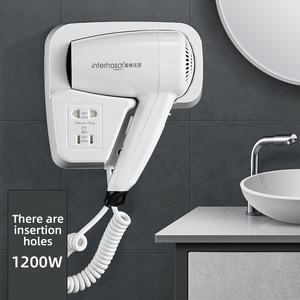 बाथरूम हेअर ड्रायर एबीएस इलेक्ट्रिक दीवार घुड़सवार फांसी होटल हेयर ड्रायर secador डे pelo धारक आधार पंच के साथ नि: शुल्क - Product Image 2