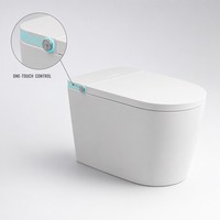 Toilettes intelligentes avec télécommande, bidet monobloc en céramique avec siège chauffant, sécheur d'air et chasse d'eau automatique