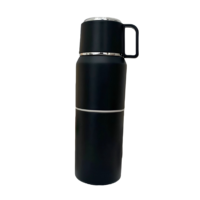 Bouteille de sport innovante 480 ml à double paroi isolée, deux-en-un, en acier inoxydable 316, avec deux gobelets intégrés