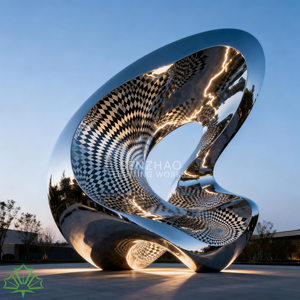 Sculpture d'art moderne en acier inoxydable poli, design soudé Senzhao - Product Image 3
