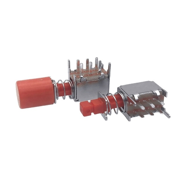 ON on Latching 12 Volt PS-22F03(A03) Push Button Switch Self Lock Straight Key Uni-directional 6 Pin PCB Push Button Switches