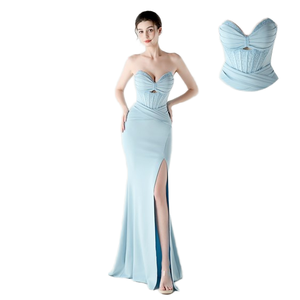 35225 #   Vestido de Noche de Sirena de Satén con Abertura Alta, Cintura Natural, Largo hasta el Suelo, con Cuentas Festoneadas, Estilo Nuevo 2026 - Product Image 4