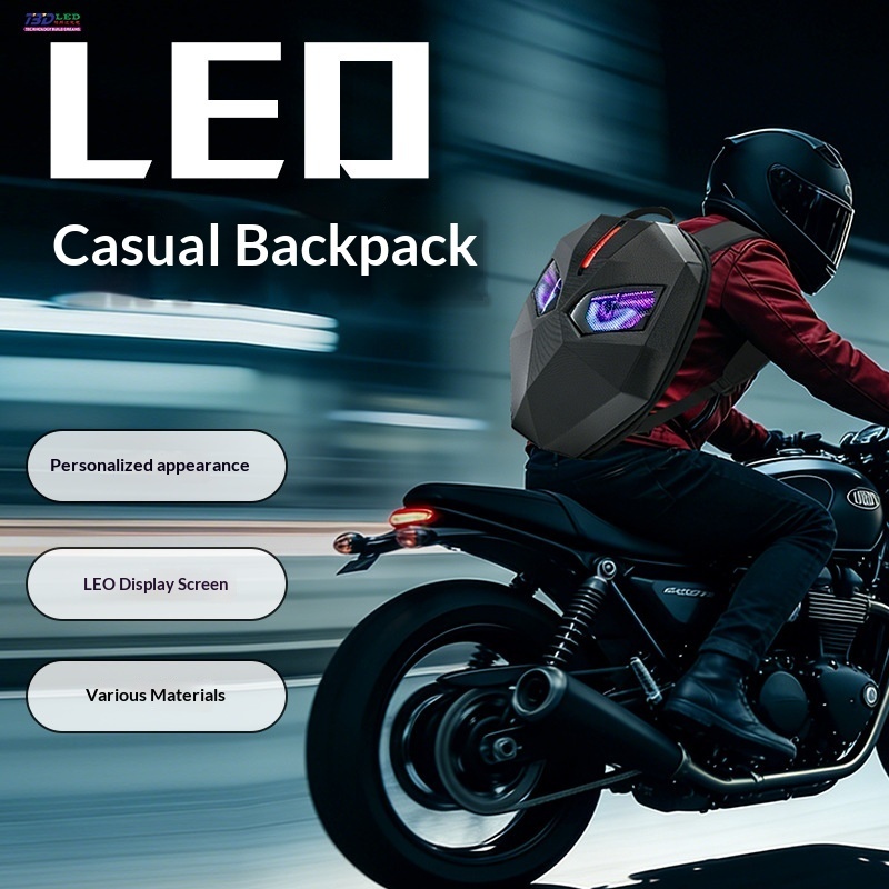 LED Motorcycle Riding Backpack with Animated Eyes & Brake-Sensor Lights – Waterproof