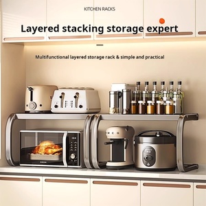 Đa chức năng hai lớp thép carbon lưu trữ giá cho nhà bếp Countertop khung giá cho lò vi sóng Nồi cơm điện khác - Product Image 3