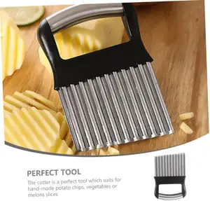 Peralatan dapur alat pengiris bergelombang, pemotong bawang wortel kentang baja tahan karat kelas makanan