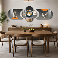 Ensemble de trois tableaux géométriques abstraits sur toile, panneaux incurvés avec silhouettes tendance pour la décoration de salon, salle à manger, hôtel