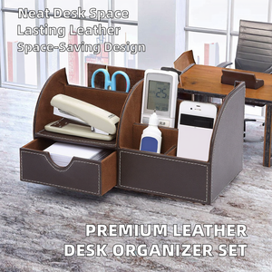 Ensemble de bureau en cuir PU haut de gamme YIXIN, porte-cartes de visite, porte-stylos, porte-crayons, boîte de rangement pour téléphone portable, papeterie, accessoires de bureau - Product Image 2