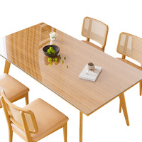 Nappe de table transparente en PVC, imperméable et résistante à l'huile, isolation en verre souple, 500~2200mm, traitement personnalisé, vente en gros