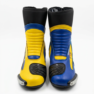 Botas de carreras cortas de alta calidad para hombre y mujer, botas de cuero para motocicleta, botas de moto hasta el tobillo, botas de cuero genuino. - Product Image 1