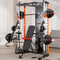 Machine Smith multifonctionnelle avec système de câbles croisés, pile de poids, barre de traction Pec Deck et poignées de dips pour salle de sport à domicile