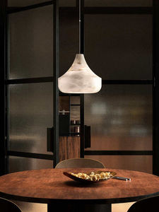 Lustre de restaurant ZELIE, design de luxe, importé d'Espagne, en albâtre, lampe de table ronde pour villa, hôtel, salon, chambre à coucher - Product Image 2