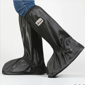 Reusable High Boots Rainy Shoe Cover Waterproof PVC Motorcycle Rain Gear Boot Shoes Cover With Gaiter Side Zippered