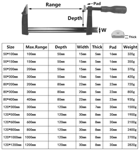 Abrazadera en <span class=keywords><strong>F</strong></span> Ajustable DIN5117 para Trabajos en Madera, Longitud 100-1200 mm (4-48 Pulgadas), Tipo Alemán, Herramientas de Carpintería de Alta Resistencia - Product Image 5