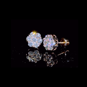 S925 Silver Men's &amp; Women's High Quality Custom <strong>Earrings</strong> <strong>Frozen</strong> Flower VVS Moissanite Diamond Stud Cluster Cluster <strong>Earrings</strong> - Product Image 2