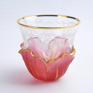 Custom Embossed Glass <b>Tea</b> Cup 60ml Small <b>Tea</b> Bowl Gold Rim Floral Saucer <b>Arabic</b> Tasting Cup - Product Image 3