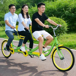 Vélo électrique <span class=keywords><strong>tandem</strong></span> premium et sécurisé à trois places pour les loisirs en plein air, les promenades en parc, la location, la famille et la ville - Product Image 1