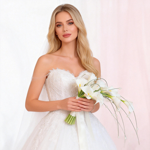 Elde Tutulan Şelale Düğün Buketi DIY Calla Lily Yapay Lale Gelin Çiçeği Buketi Fotoğraf Aksesuarları Düğün Hediyesi Dekorasyonu - Product Image 6