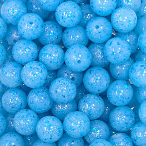 Perles en silicone rondes brillantes de 15 mm, bleu brillant, avec confettis, effet gelée, liquide arc-en-ciel, pour la fabrication de stylos DIY - Product Image 2