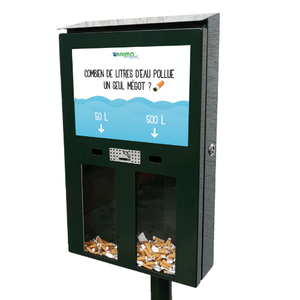 MEGOVOTE-Mobiliario Urbano Interactivo Innovador, Cenicero de Gran Capacidad, Espacios Públicos Urbanos, Acero, Metal Duradero, 2000 Colillas - Product Image 1