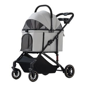 Poussette pour chien et chat imperméable en métal, légère, pliable, à 4 roues, avec design lavable, pour la marche, le jogging et les visites chez le vétérinaire - Product Image 5