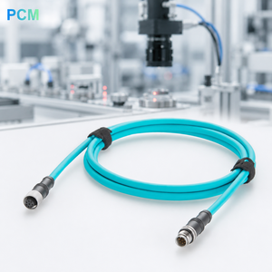M12 8 针 A 型公对母 CAT6A 高柔性工业以太网电缆，适用于康耐视 SICK Keyence Basler 机器视觉相机 - Product Image 1