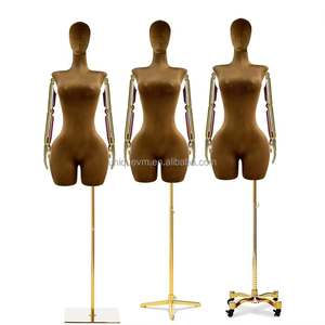 Grande <span class=keywords><strong>taille</strong></span> torse féminin Mannequin EURO USA 3/4 corps grande hanche velours enveloppé grosses femmes buste factice support pour affichage de vêtements - Product Image 6